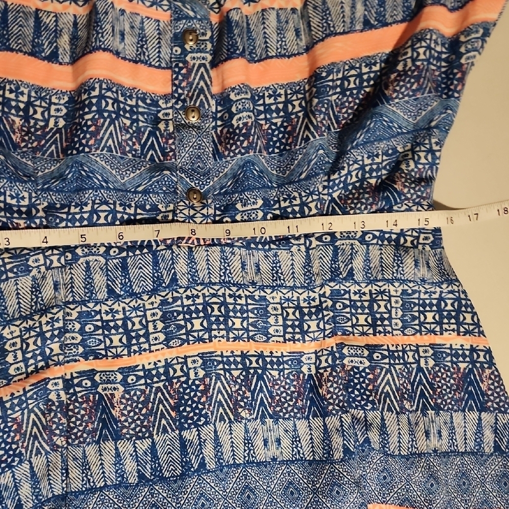 HeartSoul Blue and Orange Puff Sleeve Mini Dress - Picture 4 of 8